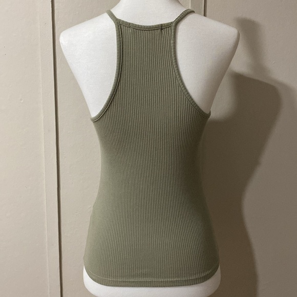 Sage Green Ribbed Halter Top, Size Small - Picture 4 of 6